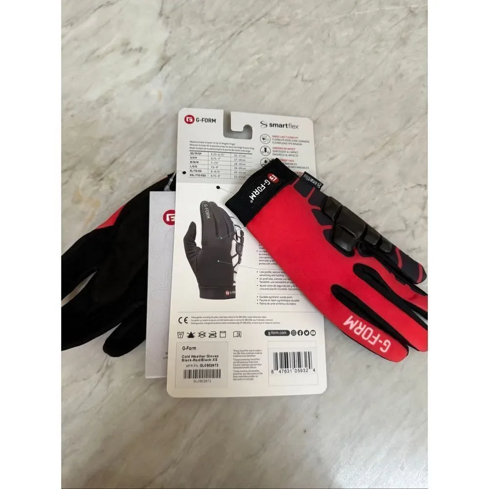 G-Form Size XS Black Red Bolle Cycling Gloves For Cold Weather NWT